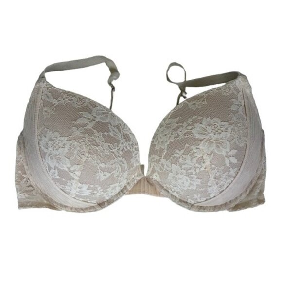 Victoria’s Secret Dream Angels Push-up Bra Beige Ivory Lace Sz 34DD - Picture 1 of 8